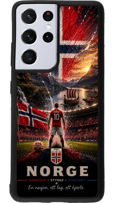 Coque Samsung Galaxy S21 Ultra 5G - Silicone rigide noir Football Norvège splash 2026