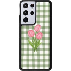 Coque Samsung Galaxy S21 Ultra 5G - Silicone rigide noir Green vichy tulips Spring 2026