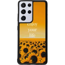 Coque Samsung Galaxy S21 Ultra 5G - Silicone rigide noir Summer 2026 Enjoy your life
