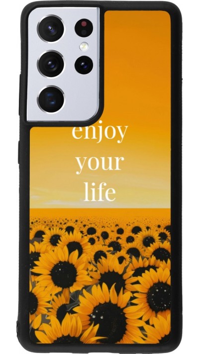 Coque Samsung Galaxy S21 Ultra 5G - Silicone rigide noir Summer 2026 Enjoy your life