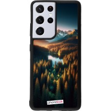 Coque Samsung Galaxy S21 Ultra 5G - Silicone rigide noir Sunset Forest Lake