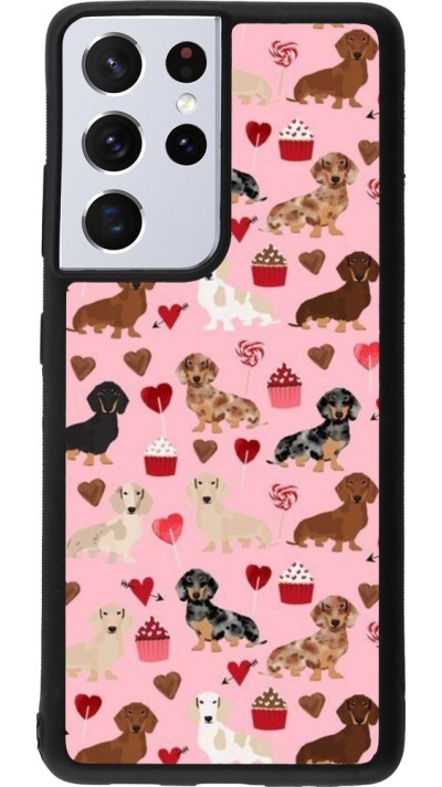 Samsung Galaxy S21 Ultra 5G Case Hülle - Silikon schwarz Valentine 2024 puppy love