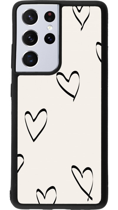 Samsung Galaxy S21 Ultra 5G Case Hülle - Silikon schwarz Valentine 2023 minimalist hearts