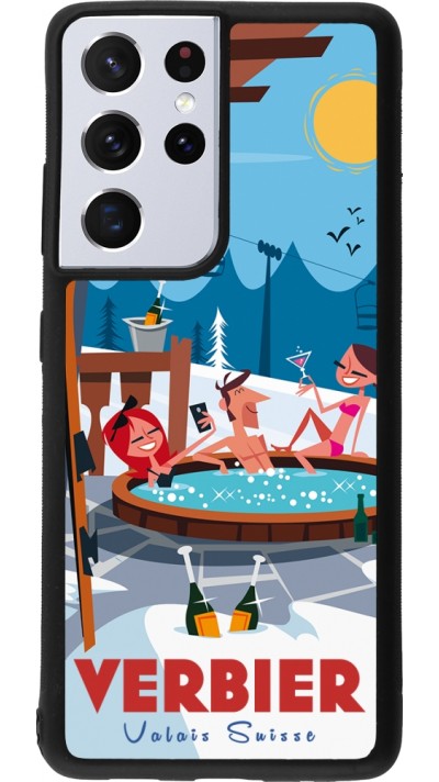 Samsung Galaxy S21 Ultra 5G Case Hülle - Silikon schwarz Verbier Mountain Jacuzzi