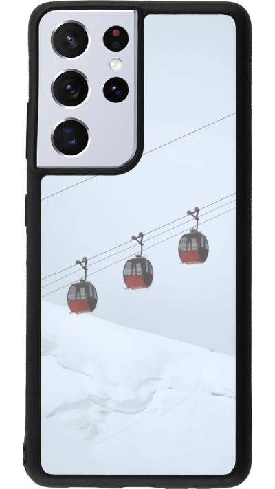 Samsung Galaxy S21 Ultra 5G Case Hülle - Silikon schwarz Winter 22 ski lift