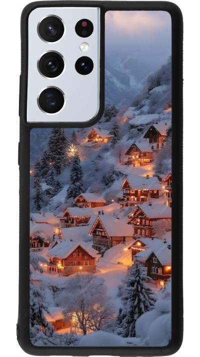 Samsung Galaxy S21 Ultra 5G Case Hülle - Silikon schwarz Winter 25 Winter snowy village