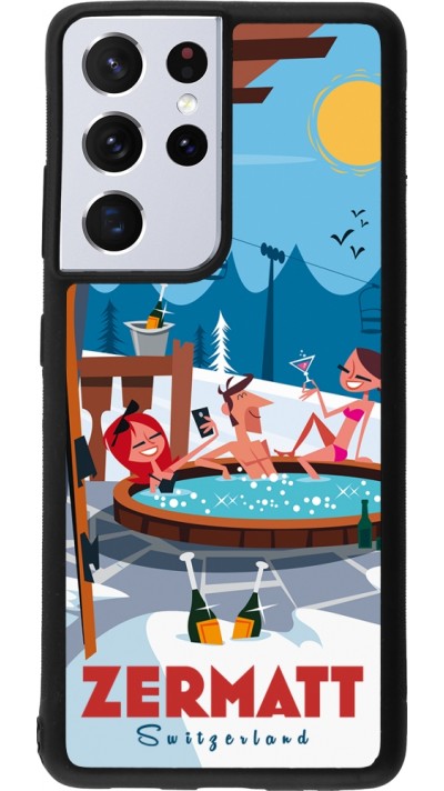 Coque Samsung Galaxy S21 Ultra 5G - Silicone rigide noir Zermatt Mountain Jacuzzi