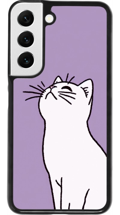 Coque Samsung Galaxy S22 - Chat sur fond violet