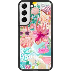 Coque Samsung Galaxy S22 - Silicone rigide noir Preppy Collage Aloha