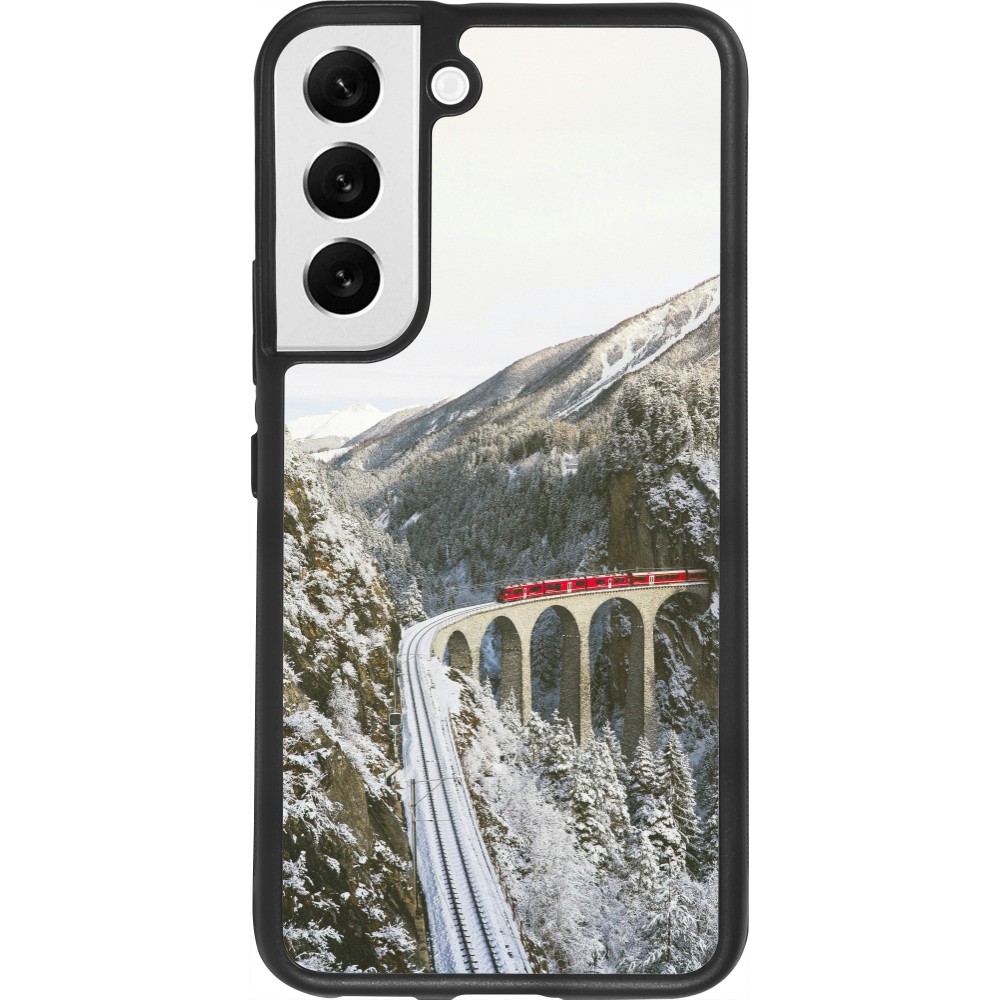 Coque Samsung Galaxy S22 - Silicone rigide noir Winter 25 Winter polar express