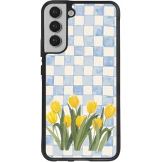 Coque Samsung Galaxy S22+ - Silicone rigide noir Blue vichy tulips 2026