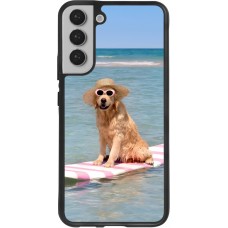 Samsung Galaxy S22+ Case Hülle - Silikon schwarz Summer Dog on Paddle