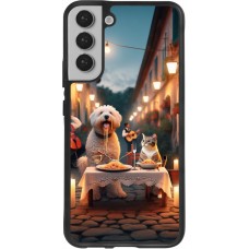 Samsung Galaxy S22+ Case Hülle - Silikon schwarz Valentin 2024 Hund & Katze Kerzenlicht