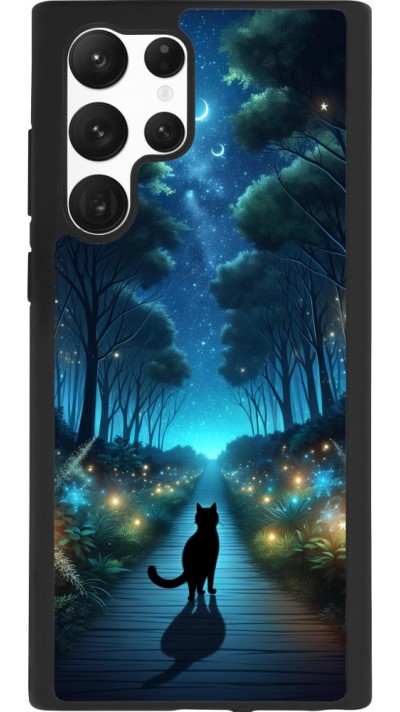 Samsung Galaxy S22 Ultra Case Hülle - Silikon schwarz Schwarze Katze Spaziergang