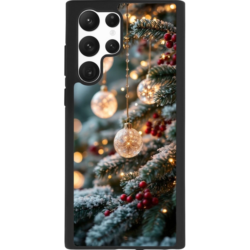 Coque Samsung Galaxy S22 Ultra - Silicone rigide noir Christmas 25 Xmas Decorated Tree