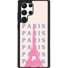 Coque Samsung Galaxy S22 Ultra - Silicone rigide noir Paris Pink Print
