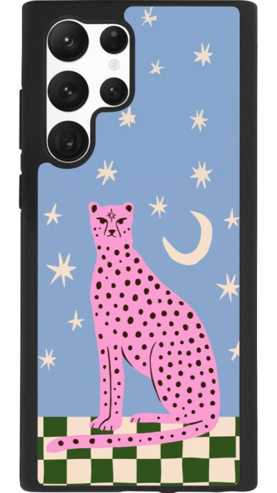 Samsung Galaxy S22 Ultra Case Hülle - Silikon schwarz Pink leopard with stars 2026