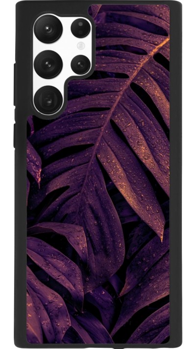 Samsung Galaxy S22 Ultra Case Hülle - Silikon schwarz Purple Light Leaves