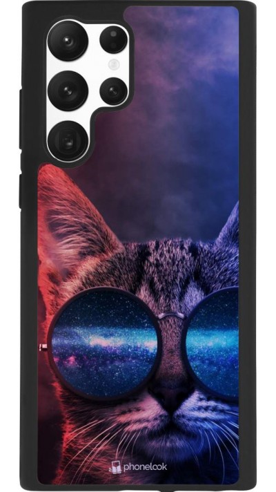 Coque Samsung Galaxy S22 Ultra - Silicone rigide noir Red Blue Cat Glasses