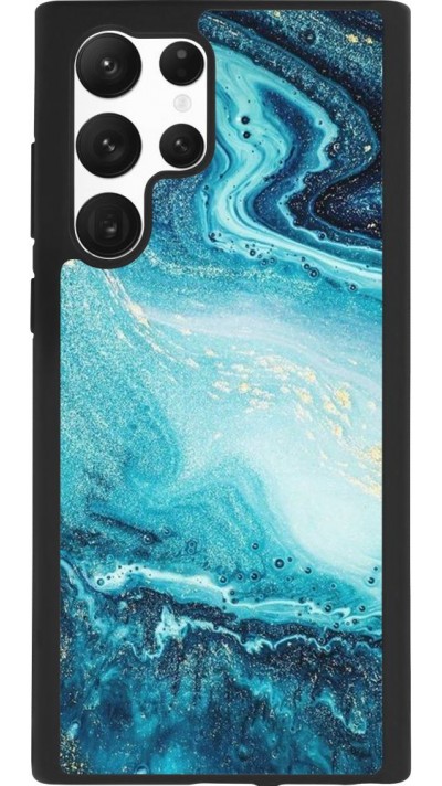 Coque Samsung Galaxy S22 Ultra - Silicone rigide noir Sea Foam Blue