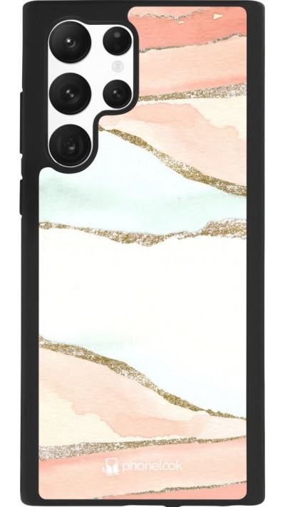 Coque Samsung Galaxy S22 Ultra - Silicone rigide noir Shimmering Orange