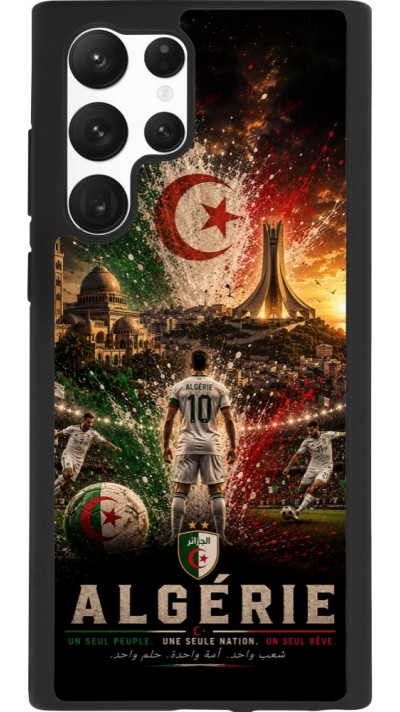 Coque Samsung Galaxy S22 Ultra - Silicone rigide noir Football Algérie splash 2026