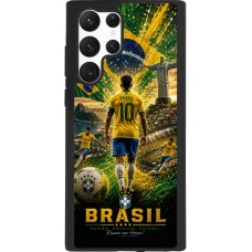Coque Samsung Galaxy S22 Ultra - Silicone rigide noir Football Brésil splash 2026