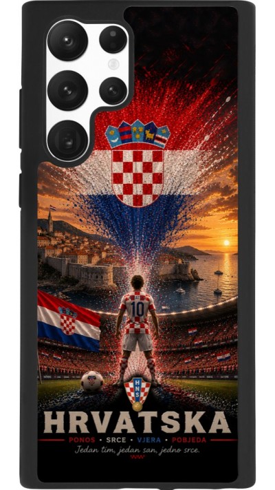 Coque Samsung Galaxy S22 Ultra - Silicone rigide noir Football Croatie splash 2026
