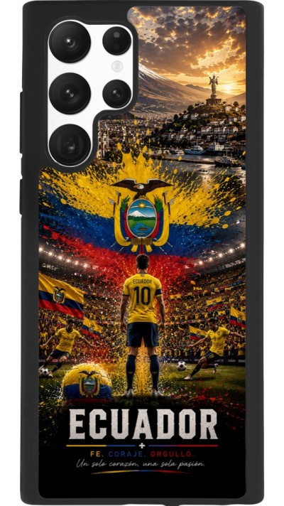 Coque Samsung Galaxy S22 Ultra - Silicone rigide noir Football Équateur splash 2026