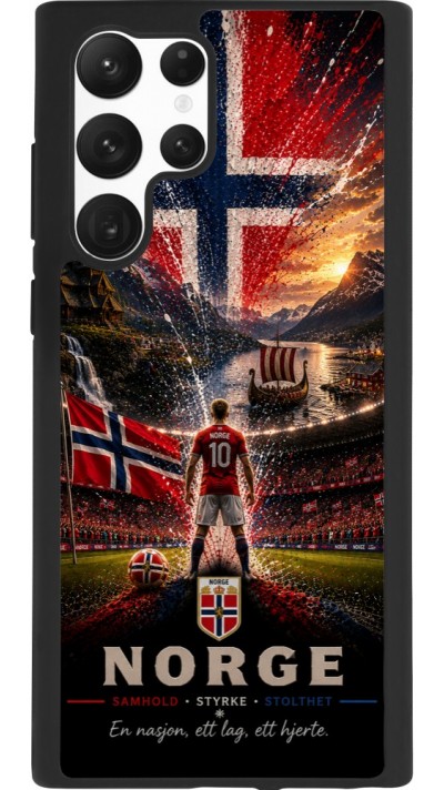 Coque Samsung Galaxy S22 Ultra - Silicone rigide noir Football Norvège splash 2026