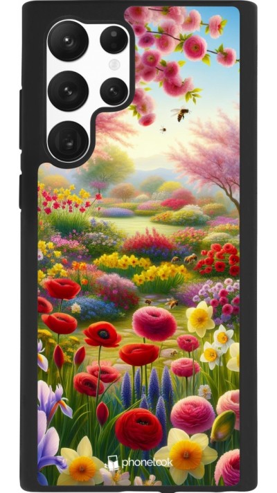 Coque Samsung Galaxy S22 Ultra - Silicone rigide noir Spring 25 Bouquet printemps