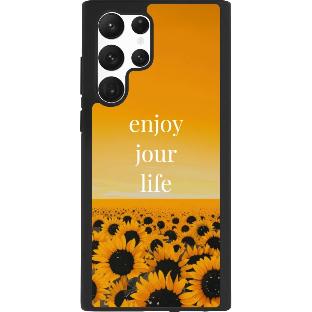 Coque Samsung Galaxy S22 Ultra - Silicone rigide noir Summer 2025 Enjoy your life