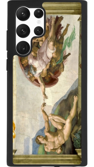 Coque Samsung Galaxy S22 Ultra - Silicone rigide noir Tableau art - La Création d’Adam - Michel-Ange