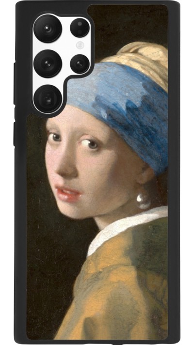 Coque Samsung Galaxy S22 Ultra - Silicone rigide noir Tableau art - La Jeune fille à la perle - Johannes Vermeer