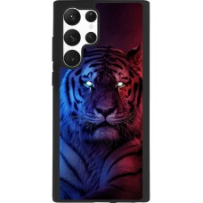 Coque Samsung Galaxy S22 Ultra - Silicone rigide noir Tiger Blue Red