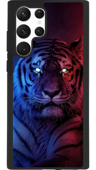 Coque Samsung Galaxy S22 Ultra - Silicone rigide noir Tiger Blue Red