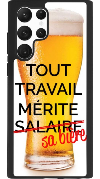 Coque Samsung Galaxy S22 Ultra - Silicone rigide noir Tout travail mérite sa bière