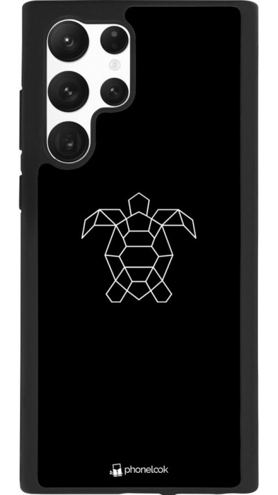 Coque Samsung Galaxy S22 Ultra - Silicone rigide noir Turtles lines on black
