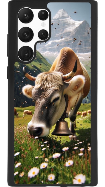 Coque Samsung Galaxy S22 Ultra - Silicone rigide noir Vache montagne Valais