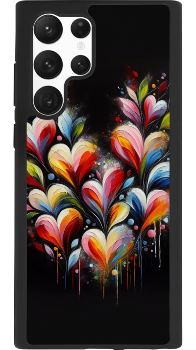 Samsung Galaxy S22 Ultra Case Hülle - Silikon schwarz Valentin 2024 Schwarzes Herz Abstrakt