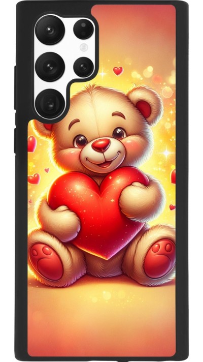 Samsung Galaxy S22 Ultra Case Hülle - Silikon schwarz Valentin 2024 Teddy Liebe