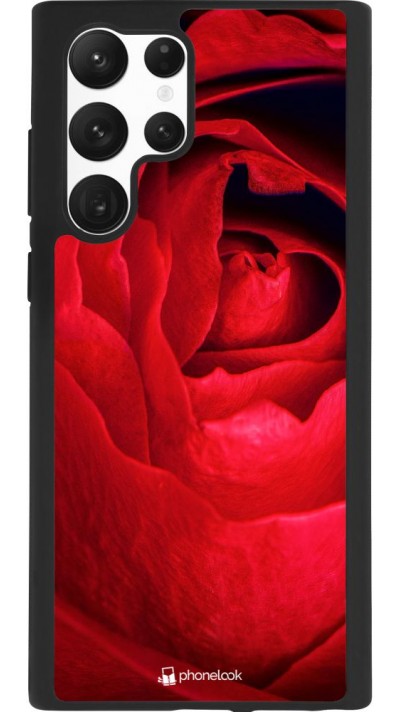 Coque Samsung Galaxy S22 Ultra - Silicone rigide noir Valentine 2022 Rose