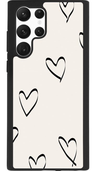 Samsung Galaxy S22 Ultra Case Hülle - Silikon schwarz Valentine 2023 minimalist hearts