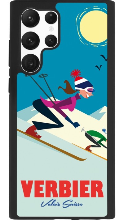 Samsung Galaxy S22 Ultra Case Hülle - Silikon schwarz Verbier Ski Downhill