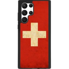 Coque Samsung Galaxy S22 Ultra - Silicone rigide noir Vintage Flag SWISS