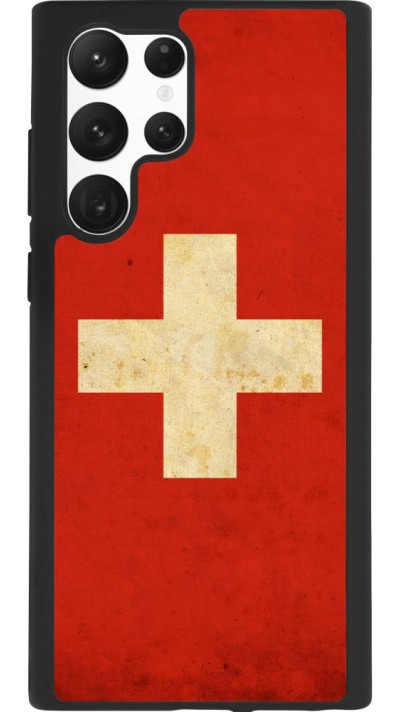 Coque Samsung Galaxy S22 Ultra - Silicone rigide noir Vintage Flag SWISS