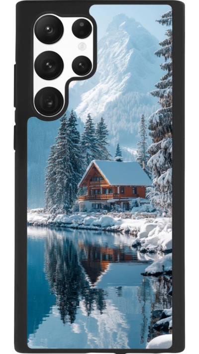 Samsung Galaxy S22 Ultra Case Hülle - Silikon schwarz Winter 25 Winter house forest day