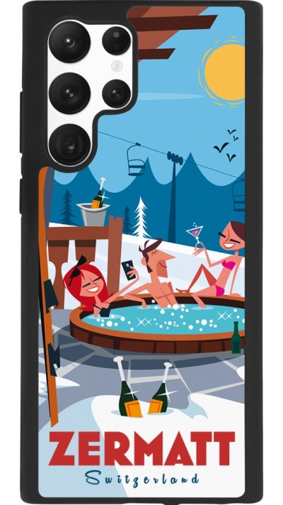 Coque Samsung Galaxy S22 Ultra - Silicone rigide noir Zermatt Mountain Jacuzzi