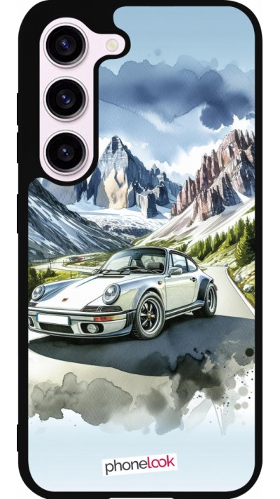Coque Samsung Galaxy S23 - Silicone rigide noir Porsche 911 Mountain Watercolor