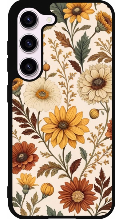 Samsung Galaxy S23 Case Hülle - Silikon schwarz Autumn 25 Flower pattern